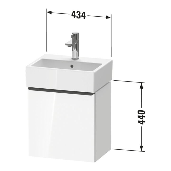 Duravit Meuble sous-lavabo D-Neo 43,4x32,2x44 cm, 1 porte, à droite, noir/Bas ma