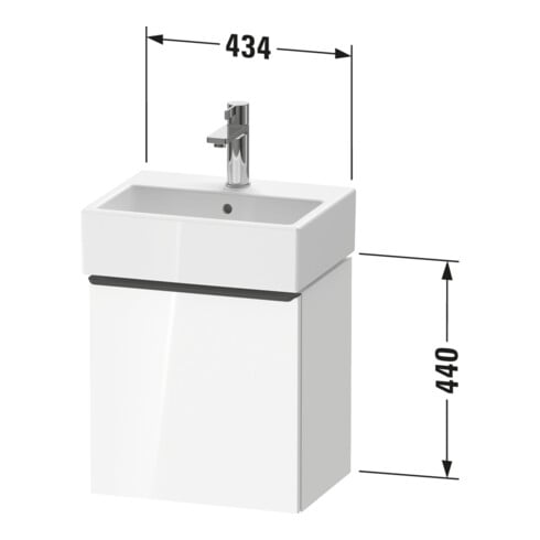 Duravit Meuble sous-lavabo D-Neo 43,4x32,2x44 cm, 1 porte, à gauche, b geb/Ei N