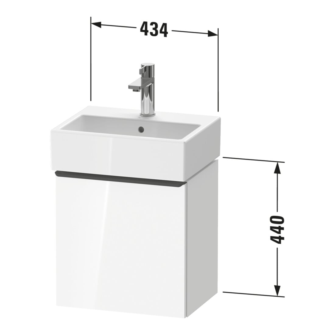 Duravit Meuble sous lavabo D-Neo 43,4x32,2x44 cm, 1 porte, à gauche, ES blanc/gris