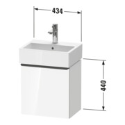 Duravit Meuble sous lavabo D-Neo 43,4x32,2x44cm, 1 porte, à droite, b laqué/Bas m-5