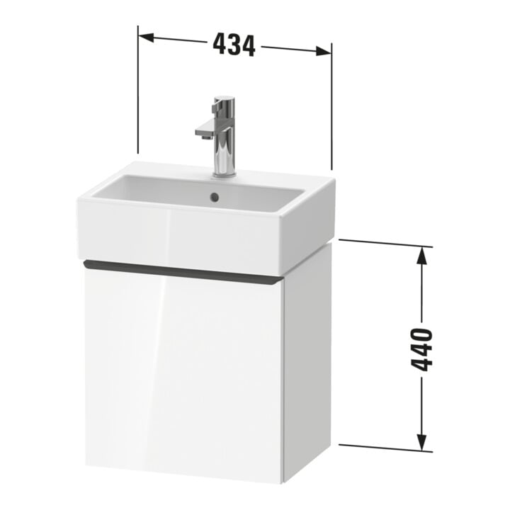 Duravit Meuble sous-lavabo D-Neo 43,4x32,2x44cm, 1 porte, à gauche, ch/Bas ma