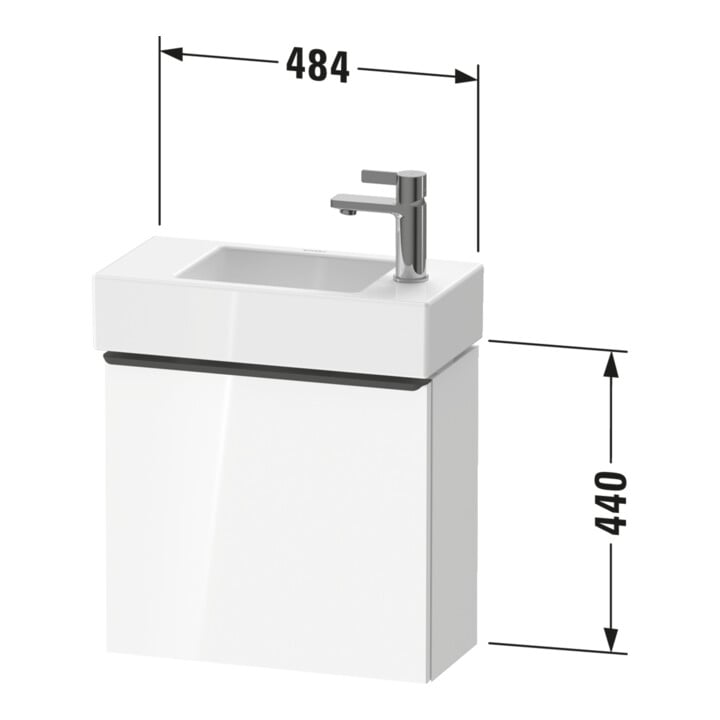 Duravit Meuble sous lavabo D-Neo 48,4x22,2x44 cm, 1 porte, à droite, chêne gris/mat