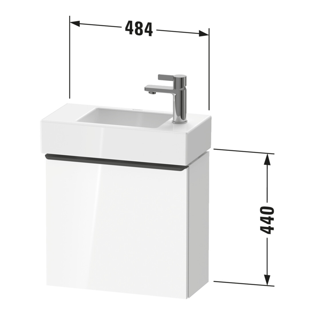 Duravit Meuble sous lavabo D-Neo 48,4x22,2x44 cm, 1 porte, à gauche, gris mat