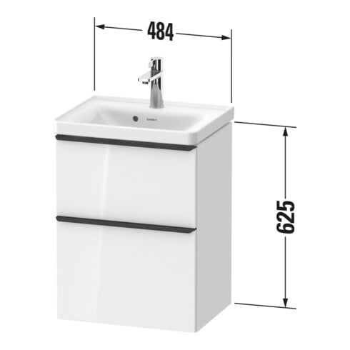 Duravit Meuble sous-lavabo D-Neo 48,4x37,2x62,5 cm, 1 porte, blanc brillant