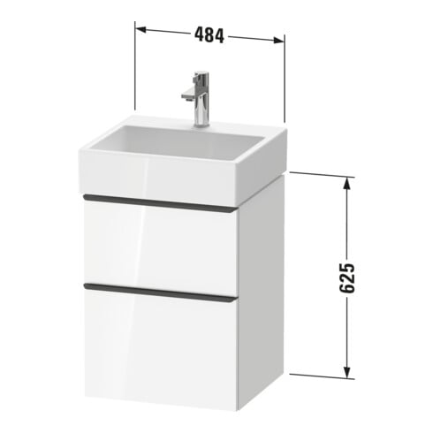 Duravit Meuble sous lavabo D-Neo 48,4x44,2 cm, noir/noisette N, 1 porte, 1 tiroir