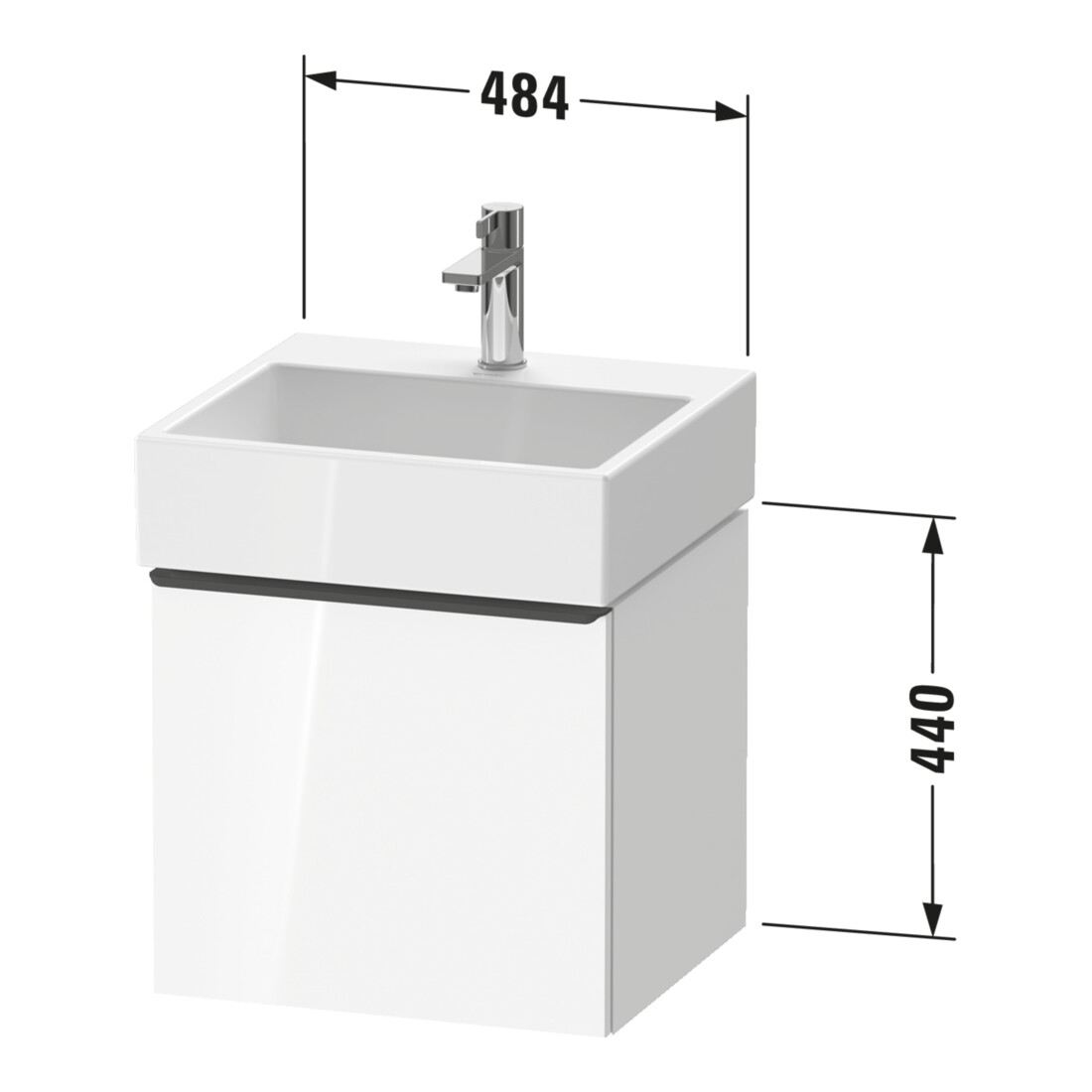 Duravit Meuble sous lavabo D-Neo 48,4x44,2cm, blanc brillant, 1 tiroir, suspendu