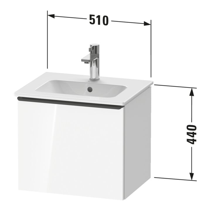 Duravit Meuble sous-lavabo D-Neo 51x40,2x44 cm, 1 tiroir, chêne noir