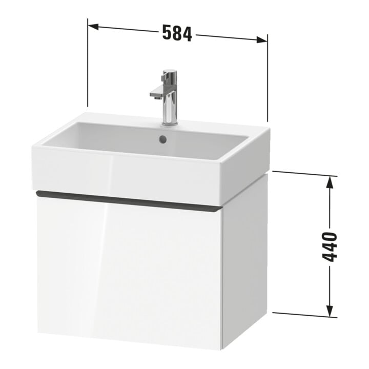 Duravit Meuble sous-lavabo D-Neo 58,4x44,2 cm, blanc brillant, 1 tiroir, suspendu