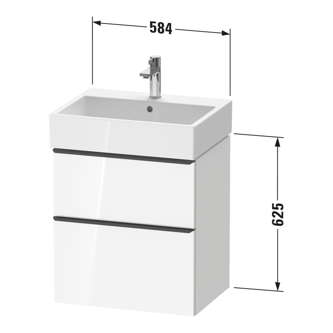 Duravit Meuble sous-lavabo D-Neo 58,4x44,2 cm, gris mat, 1 porte, 1 tiroir