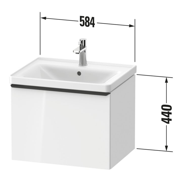 Duravit Meuble sous-lavabo D-Neo 58,4x45,2x44 cm, 1 porte, wd, noir/blanc ma