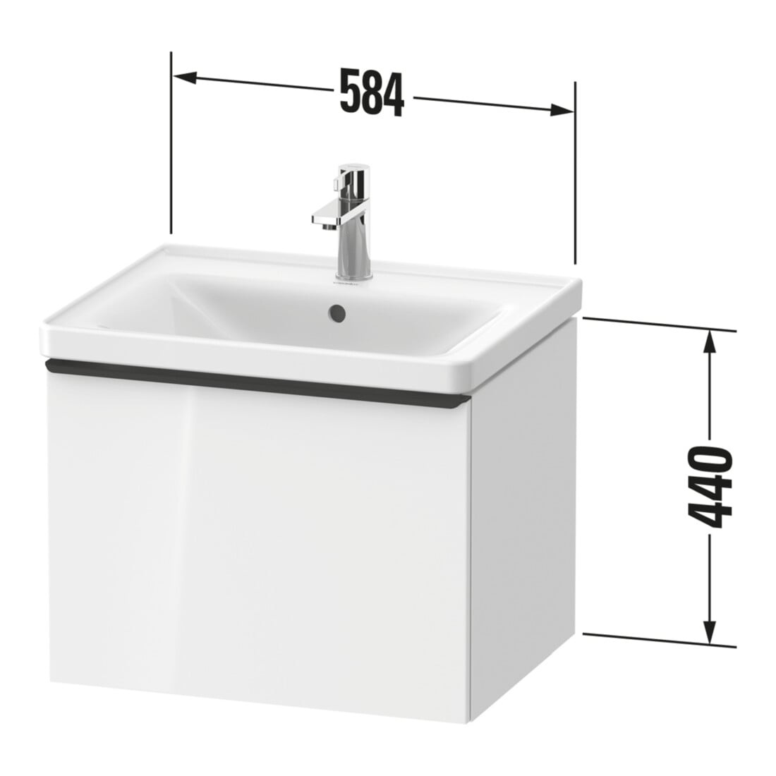 Duravit Meuble sous-lavabo D-Neo 58,4x45,2x44 cm, 1 tiroir, wd, doré poli/blanc mat