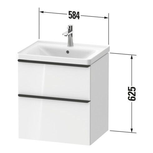 Duravit Meuble sous-lavabo D-Neo 58,4x45,2x62,5 cm, 1 porte, blanc brillant