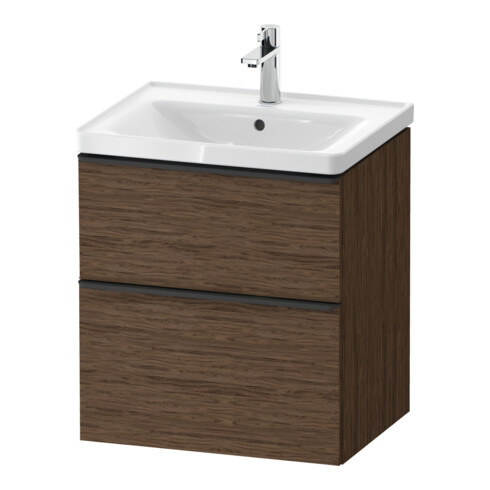 Duravit Meuble sous lavabo D-Neo 58,4x45,2x62,5cm, 1 porte, noir/noisette foncé