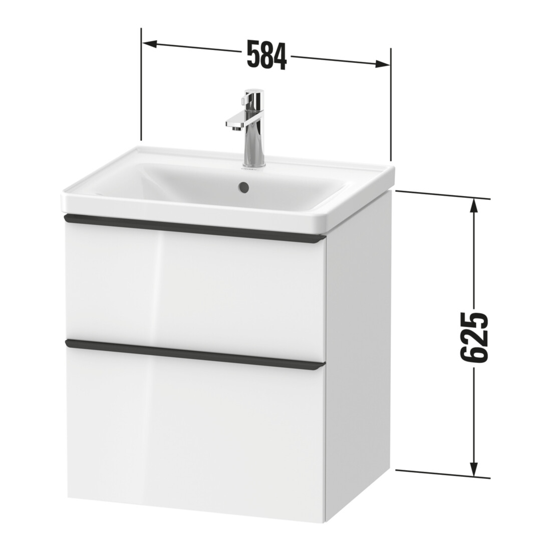 Duravit Meuble sous lavabo D-Neo 58,4x45,2x62,5cm, 1 tiroir, bronze mat/blanc