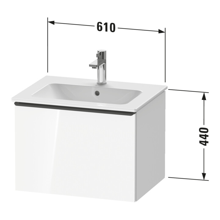 Duravit Meuble sous-lavabo D-Neo 61x46,2 cm, blanc/Bas ma, 1 tiroir, suspendu mural