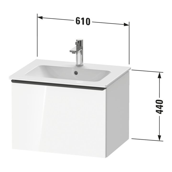 Duravit Meuble sous lavabo D-Neo 61x46,2 cm, ES geb/Nu d, 1 tiroir, suspendu