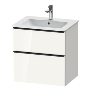 Duravit Meuble sous-lavabo D-Neo 61x46,2 cm, noir/blanc brillant, 1 tiroir, 1 coulissant