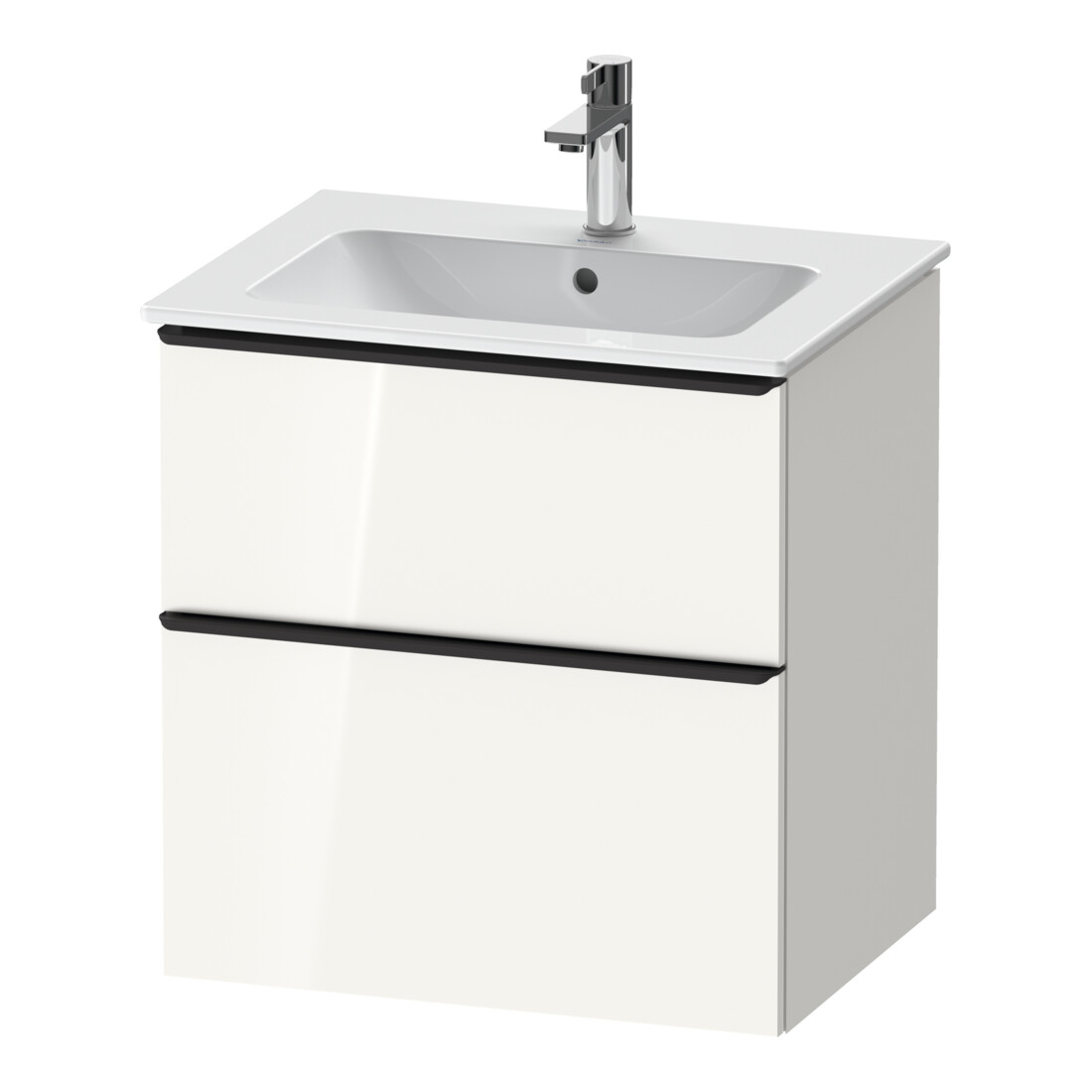 Duravit Meuble sous-lavabo D-Neo 61x46,2 cm, noir/blanc brillant, 1 tiroir, 1 coulissant
