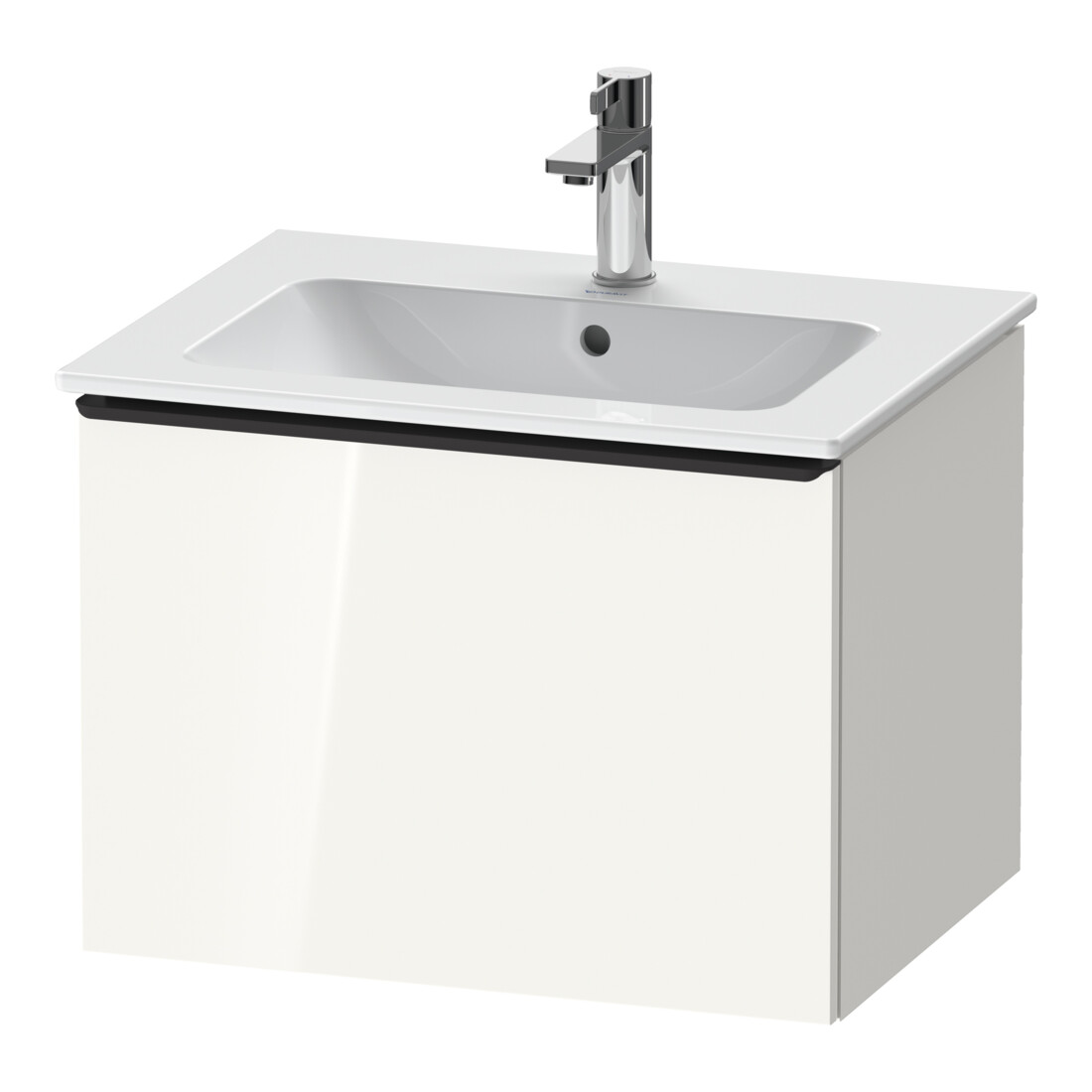 Duravit Meuble sous-lavabo D-Neo 61x46,2 cm, noir/blanc brillant, 1 tiroir, suspendu