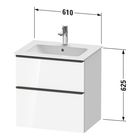 Duravit Meuble sous lavabo D-Neo 61x46,2 cm, noir/gris, 1 tiroir, 1 coulissant