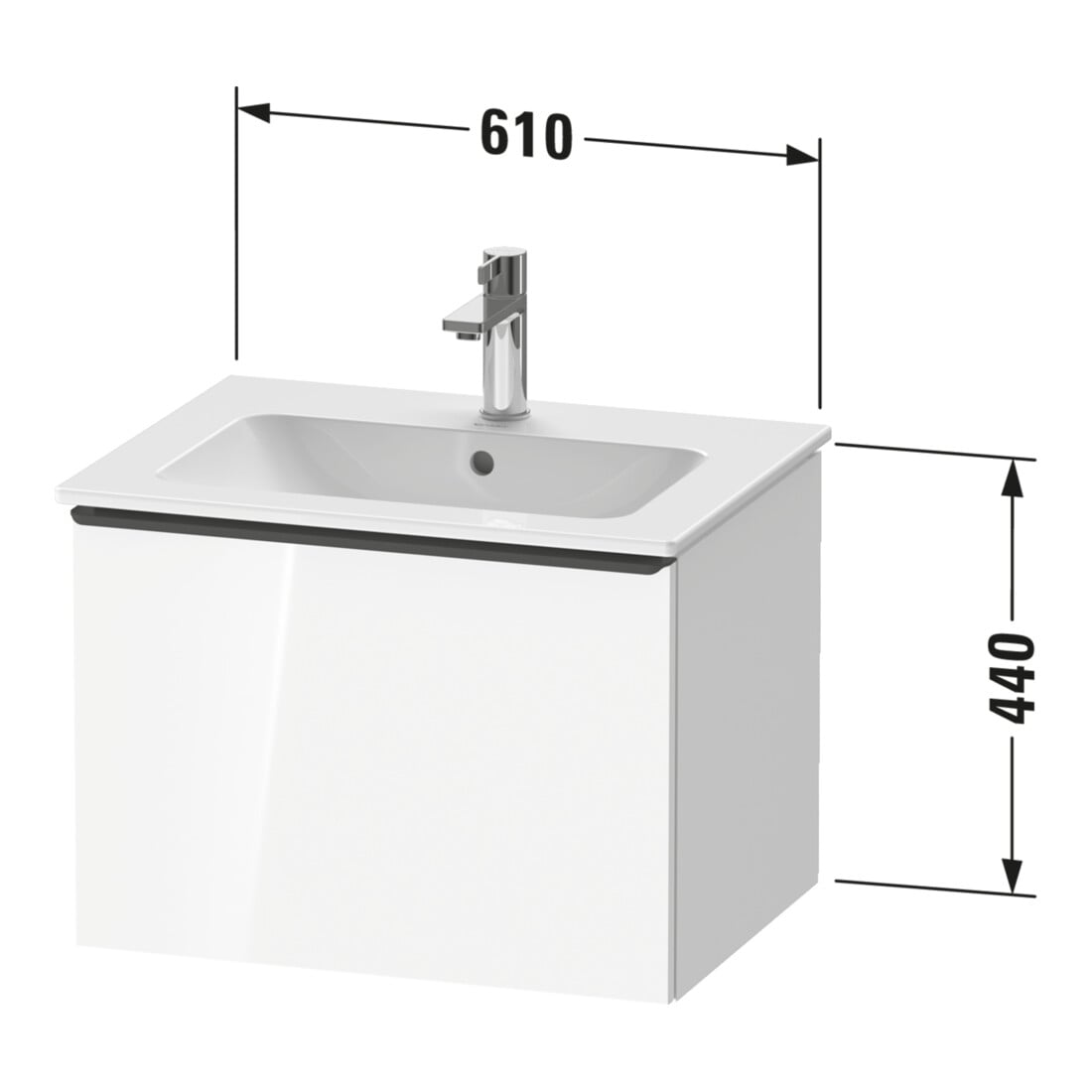 Duravit Meuble sous-lavabo D-Neo 61x46,2 cm, noir/lin, 1 tiroir, suspendu
