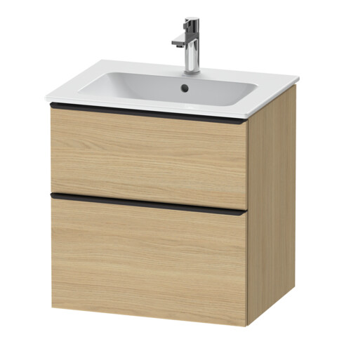 Duravit Meuble sous lavabo D-Neo 61x46,2 cm, noir/oeuf naturel, 1 tiroir, 1 coulissant