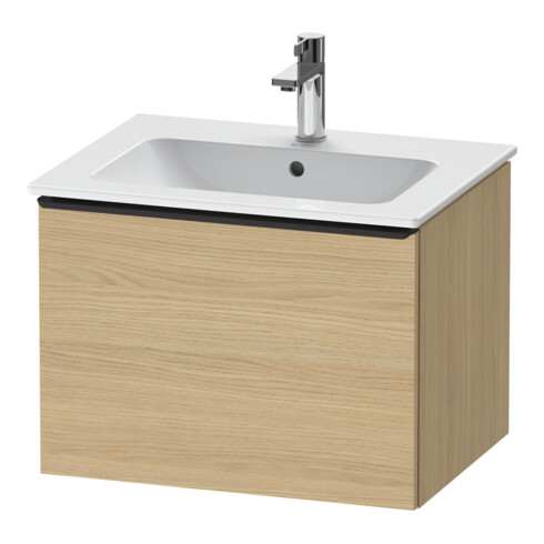 Duravit Meuble sous lavabo D-Neo 61x46,2 cm, noir/Oeuf Naturel, 1 tiroir, suspendu