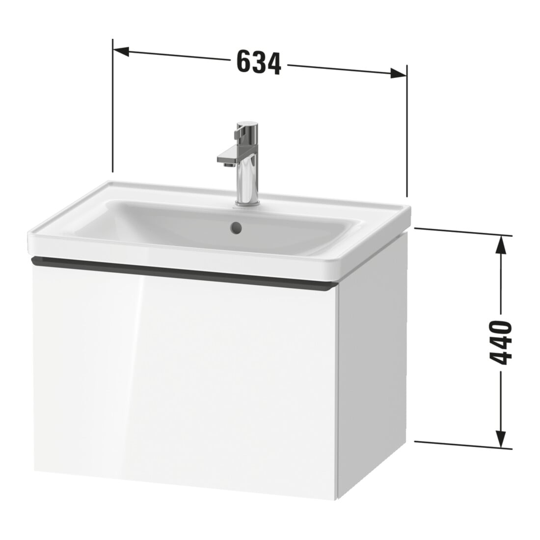 Duravit Meuble sous-lavabo D-Neo 63,4x45,2 cm, ch/Ei Nat, 1 tiroir, suspendu