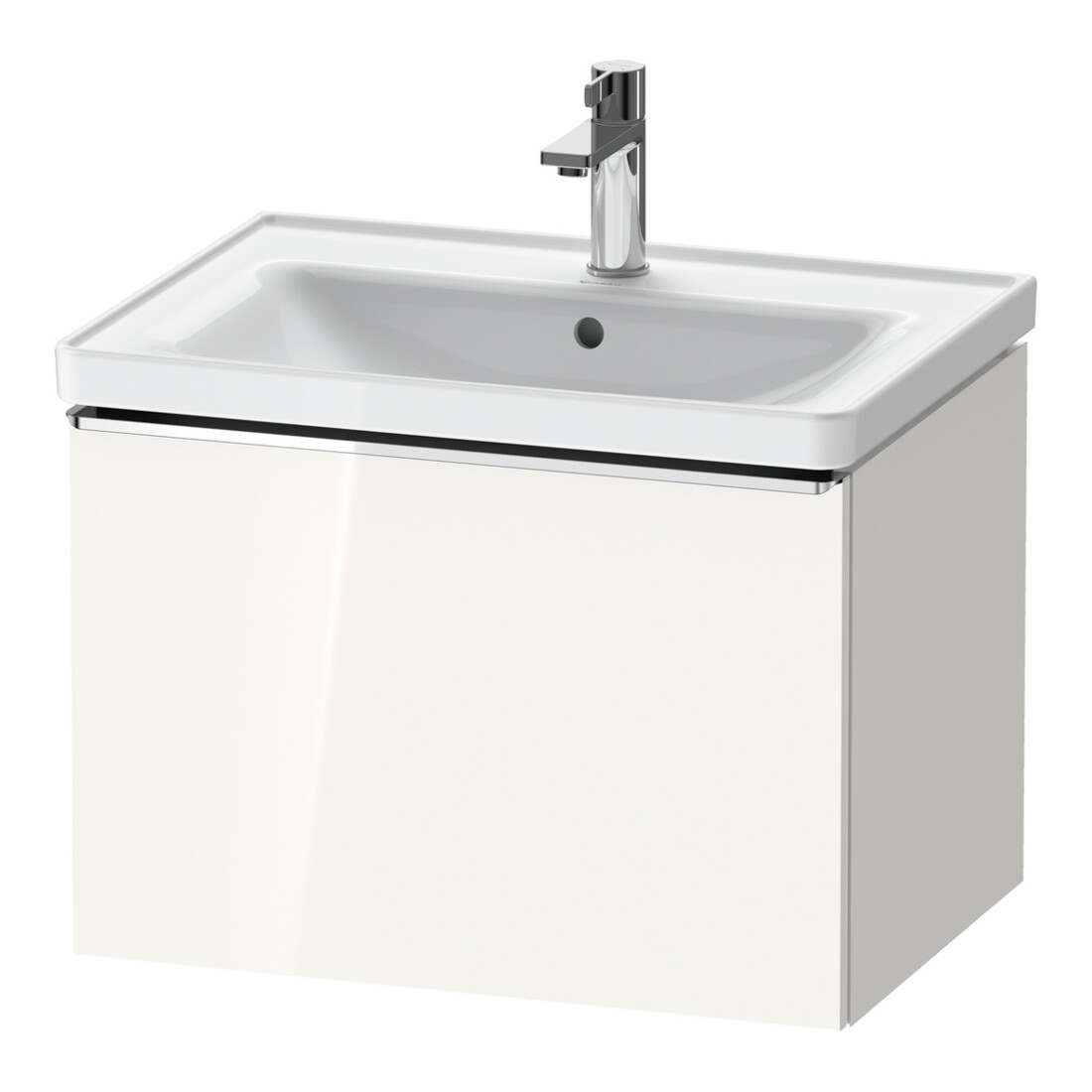 Duravit Meuble sous lavabo D-Neo 63,4x45,2 cm, chrome/blanc brillant, 1 tiroir, suspendu