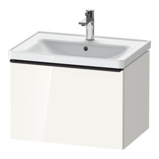 Duravit Meuble sous-lavabo D-Neo 63,4x45,2 cm, noir/blanc brillant, 1 tiroir, suspendu