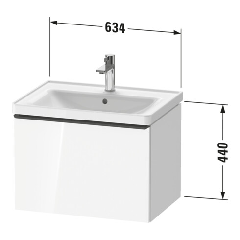 Duravit Meuble sous-lavabo D-Neo 63,4x45,2cm, ch/blc œuf, 1 tiroir, suspendu
