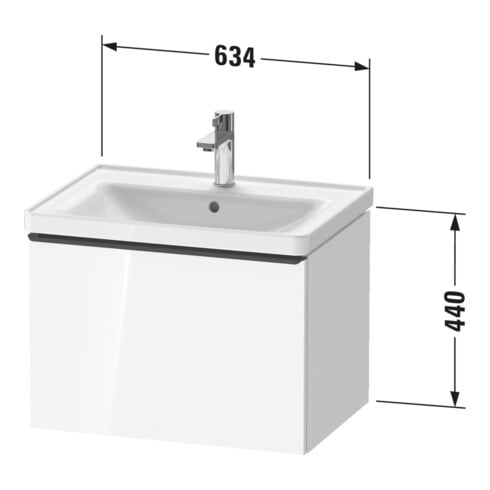 Duravit Meuble sous lavabo D-Neo 63,4x45,2cm, noir/gris mat, 1 tiroir, suspendu
