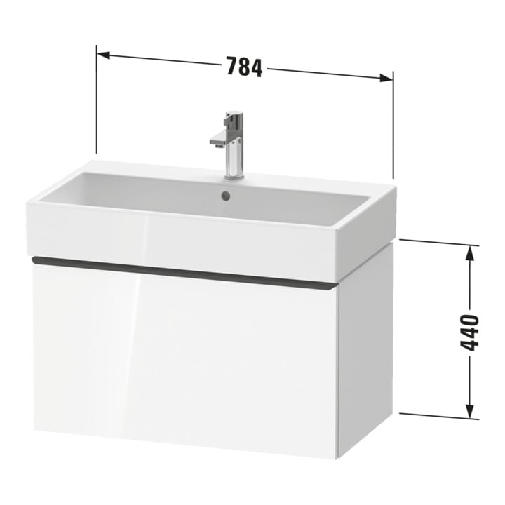 Duravit Meuble sous-lavabo D-Neo 78,4x44,2 cm, ES geb/Ei N, 1 tiroir, suspendu