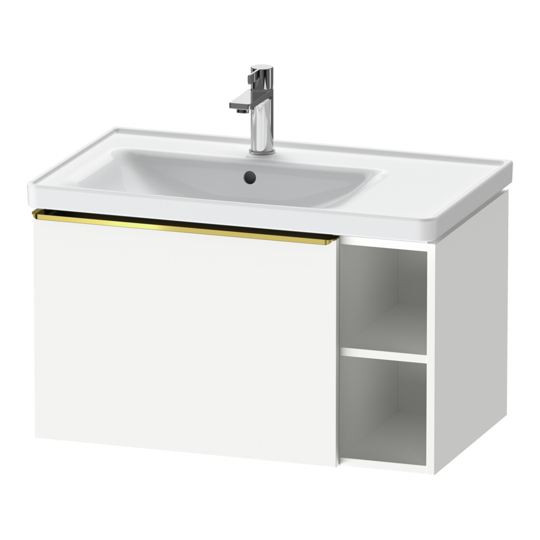 Duravit Meuble sous-lavabo D-Neo 78,4x45,2 cm, 1 tiroir, A, B gauche, or poli/blanc mat