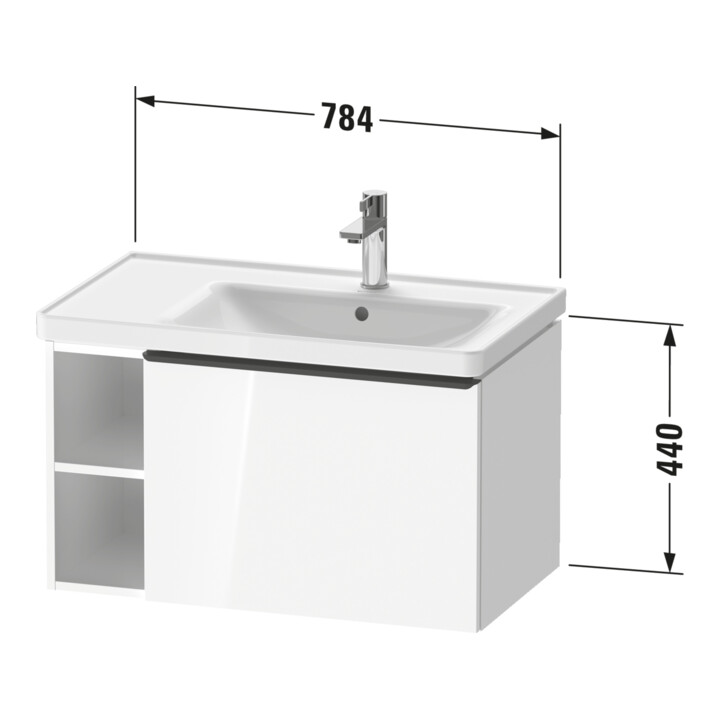 Duravit Meuble sous lavabo D-Neo 78,4x45,2 cm, 1 tiroir, graphite mat