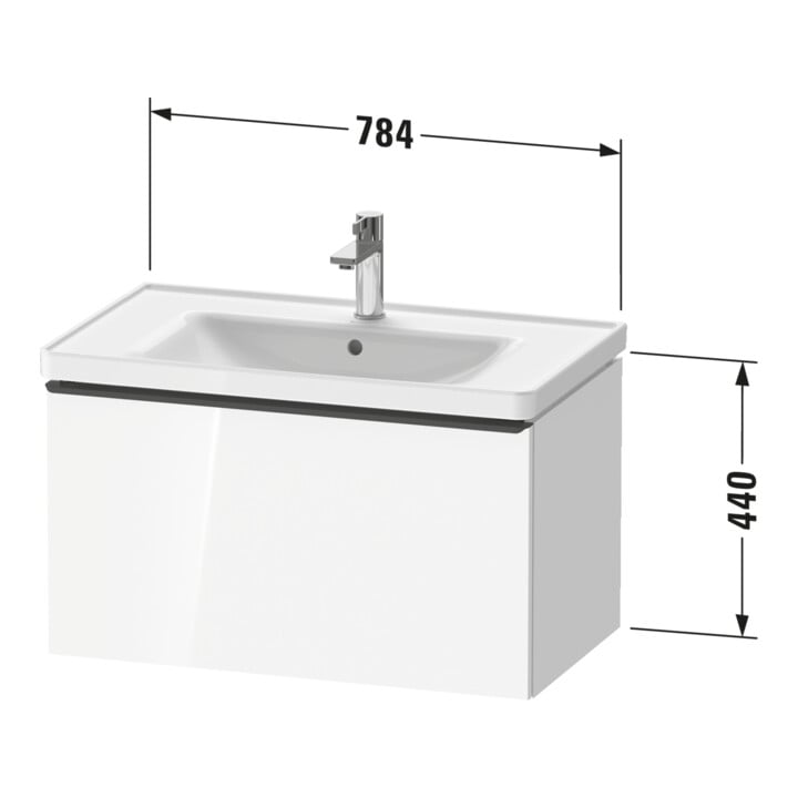 Duravit Meuble sous-lavabo D-Neo 78,4x45,2 cm, chrome/blanc, 1 tiroir, suspendu