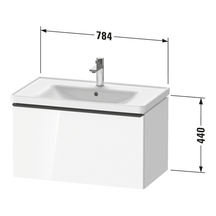 Duravit Meuble sous lavabo D-Neo 78,4x45,2 cm, chrome/mat, 1 tiroir, suspendu