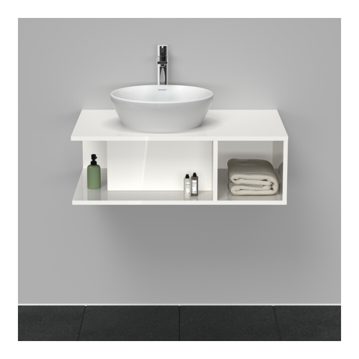 Duravit Meuble sous-lavabo D-Neo 80x55 cm, blanc brillant, 1 tiroir, 1 tablette, suspendu