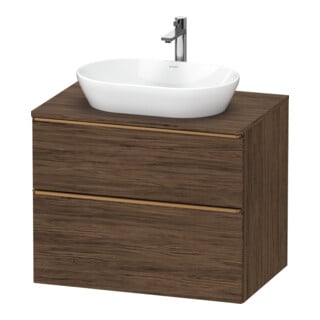 Duravit Meuble sous lavabo D-Neo 80x55 cm, blanc brillant/Nougat, 2 tiroirs, 1 porte, 1 plan