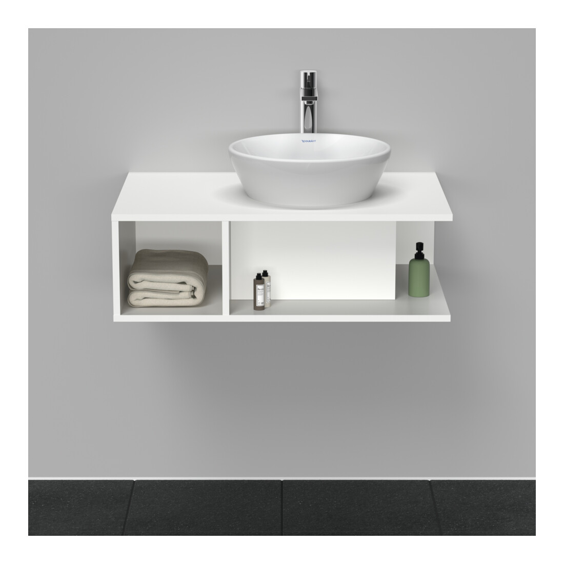 Duravit Meuble sous-lavabo D-Neo 80x55 cm, blanc mat, 1 tiroir, 1 tablette, suspendu