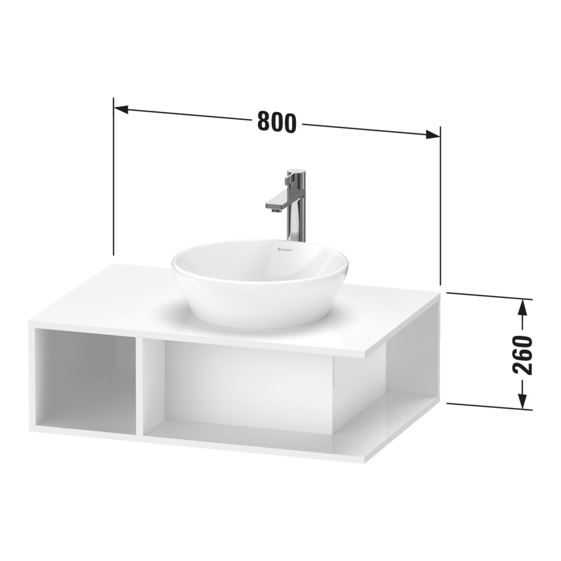 Duravit Meuble sous-lavabo D-Neo 80x55 cm, E ma, 1 tiroir, 1 console, suspendu