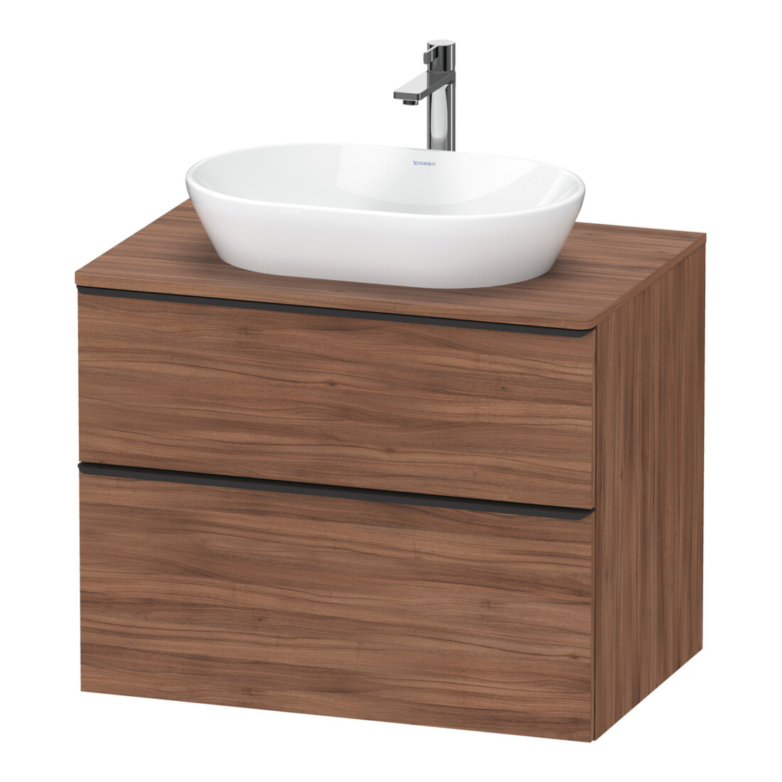Duravit Meuble sous-lavabo D-Neo 80x55 cm, noir/noisette N, 2 tiroirs, 1 porte, 1 plateau