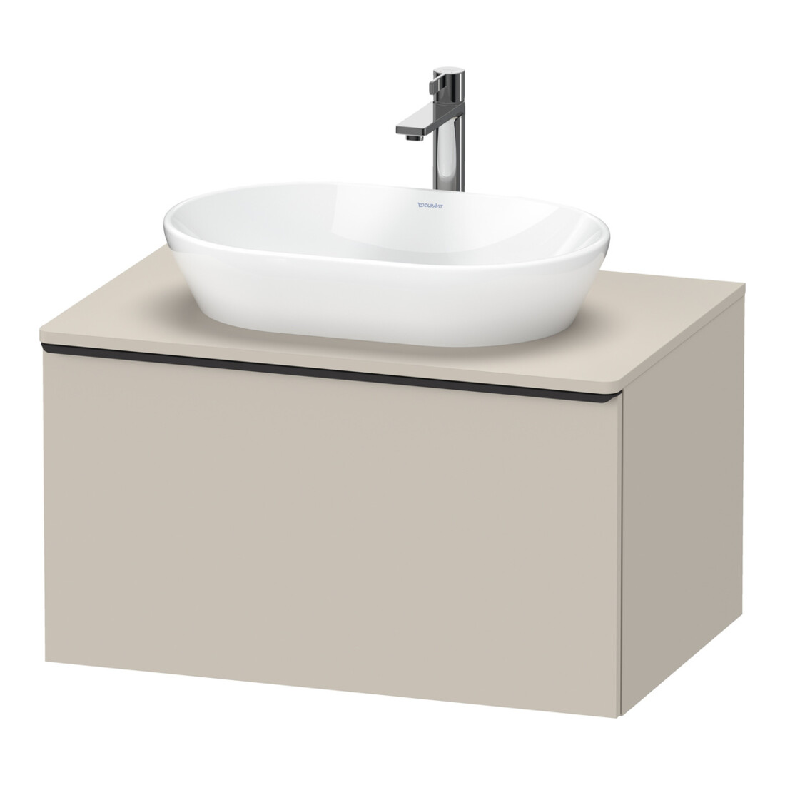 Duravit Meuble sous lavabo D-Neo 80x55 cm, noir/taupe mat, 1 tiroir, 1 porte, suspendu