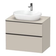 Duravit Meuble sous lavabo D-Neo 80x55 cm, noir/taupe mat, 2 tiroirs, 1 porte, 1 plan