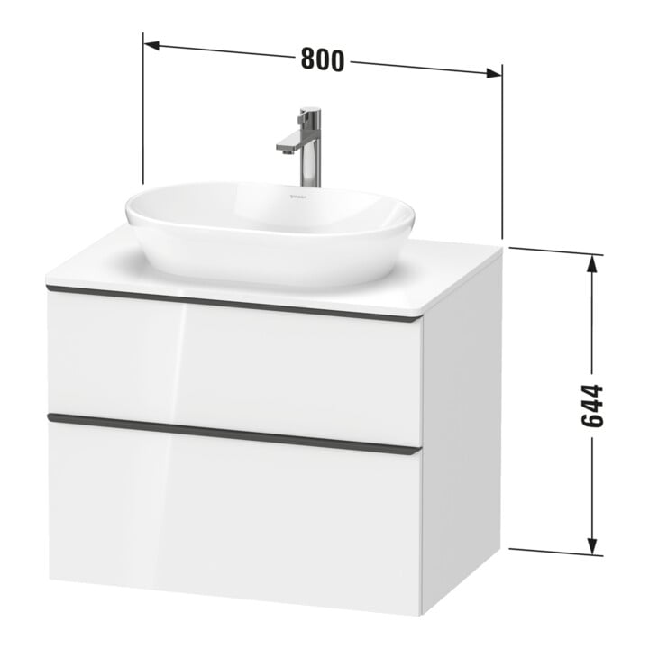 Duravit Meuble sous-lavabo D-Neo 80x55cm, blanc brillant/Bas, 2 tiroirs, 1 porte, 1 plan