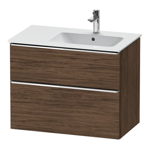 Duravit Meuble sous lavabo D-Neo 81x46,2 cm, 1 porte, droite, chromé/noisette foncé