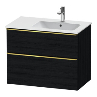Duravit Meuble sous lavabo D-Neo 81x46,2 cm, 1 porte, droite, doré poli/chêne noir