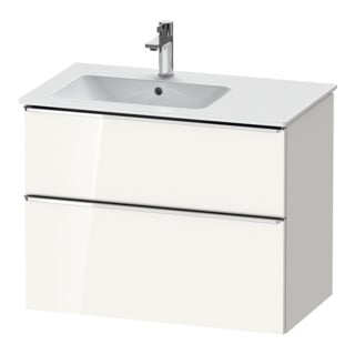 Duravit Meuble sous lavabo D-Neo 81x46,2 cm, 1 porte, évier gauche, chrome/blanc brillant