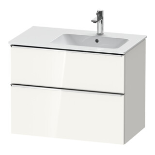 Duravit Meuble sous lavabo D-Neo 81x46,2 cm, 1 porte, vasque à droite, chrome/blanc brillant
