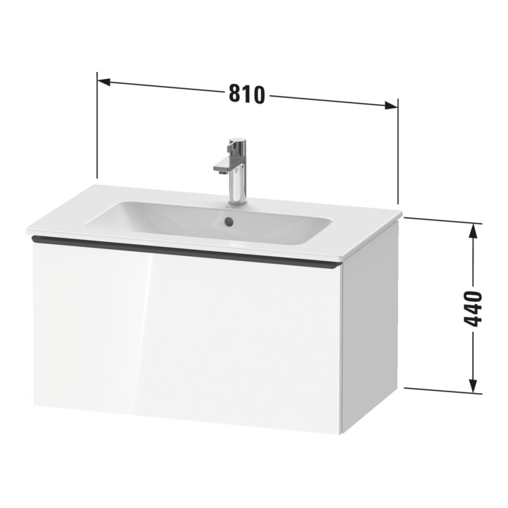 Duravit Meuble sous lavabo D-Neo 81x46,2 cm, ES blanc mat, 1 tiroir, suspendu